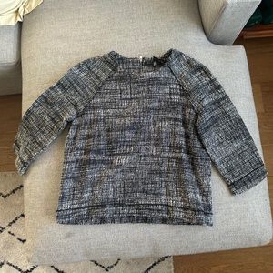 Zara Black and White Tweed Quarter Sleeve Blouse